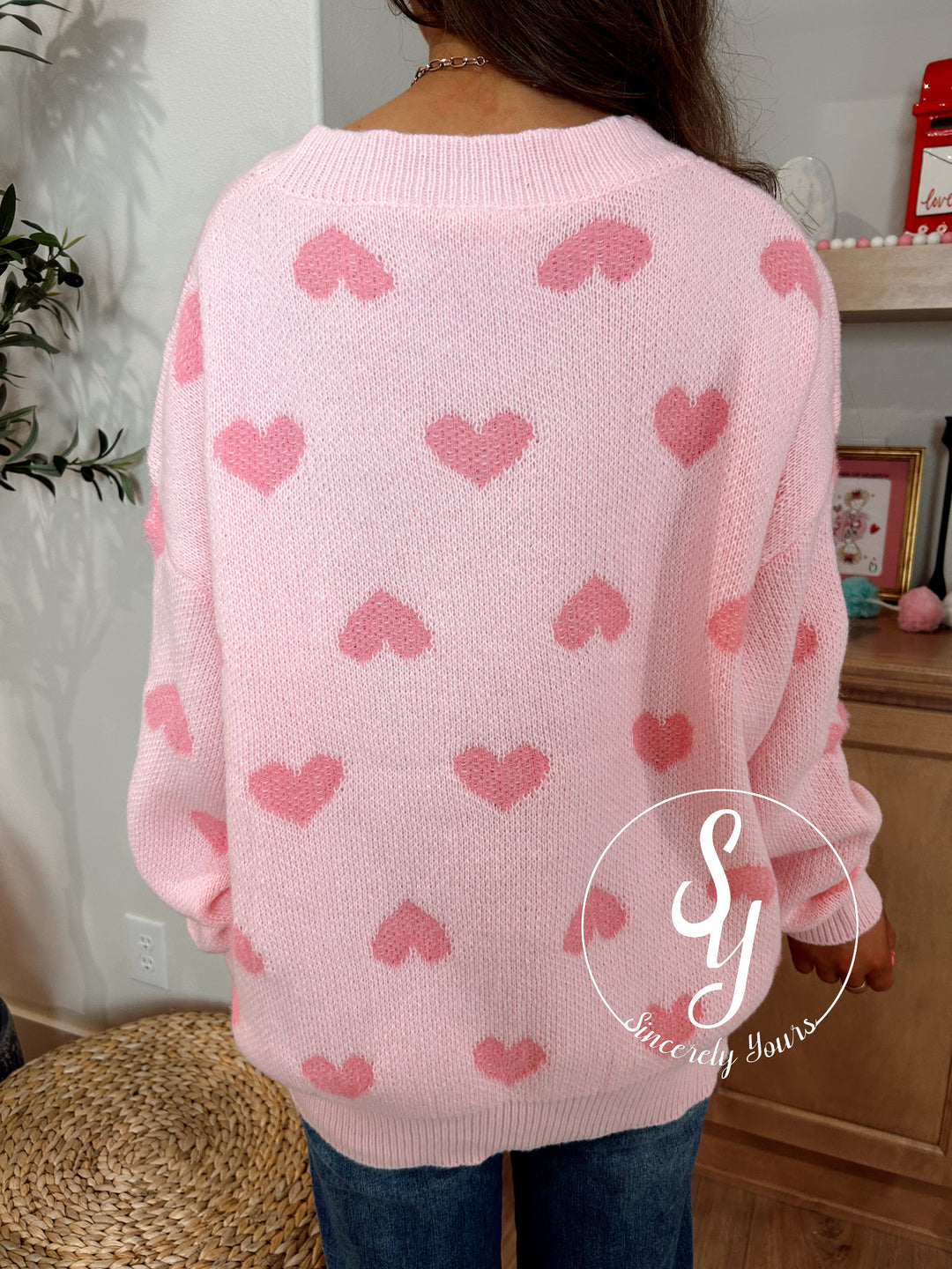 All Over My Heart Sweater - Blush Pink