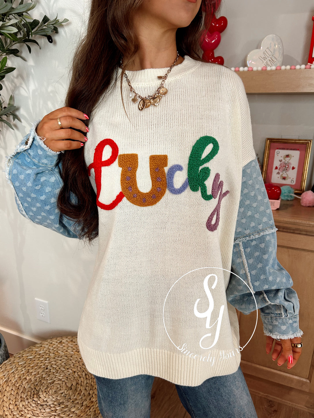 Lucky In Love Sweater - Ivory