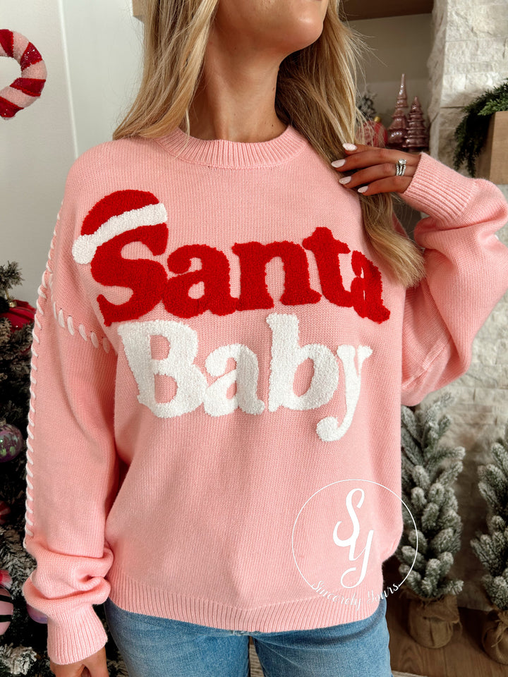 Santa Hat Sweater - Light Pink