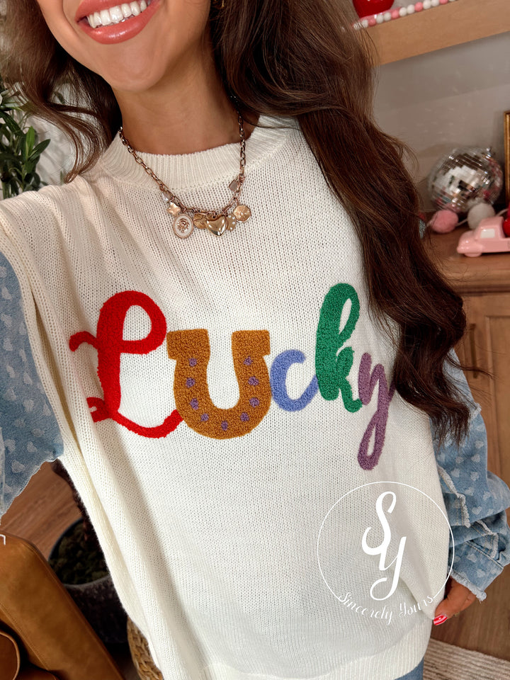 Lucky In Love Sweater - Ivory