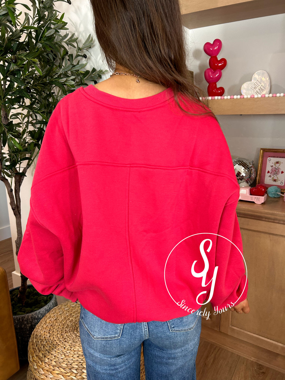 Simple And Sweet Sweatshirt - Red