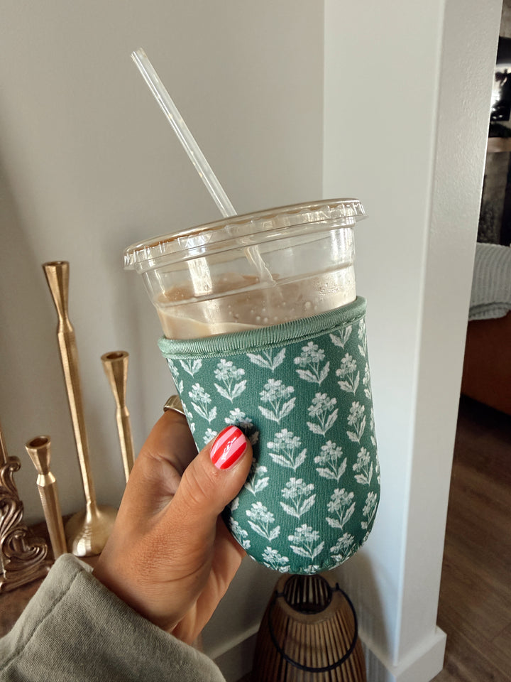 Forget Me Nots Sage Drink Sleeve | Iced Coffee Koozie