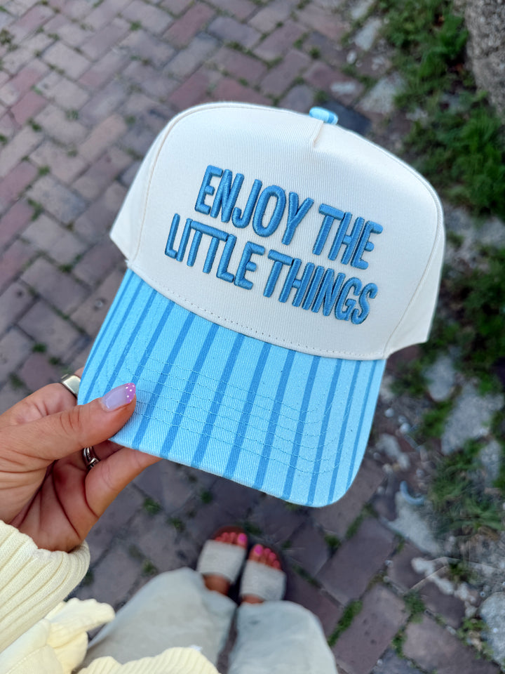 Enjoy The Little Things Trucker Hat - Blue Stripe