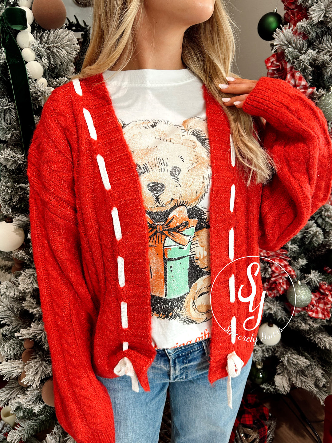 Ribbon Feeling Cardigan - Red