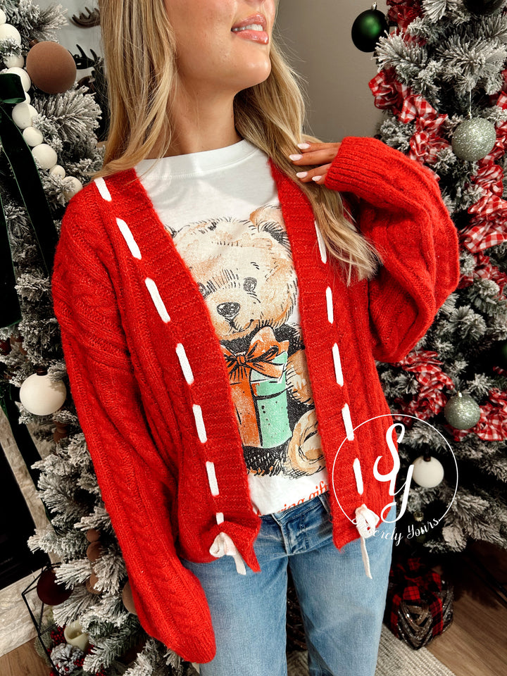 Ribbon Feeling Cardigan - Red