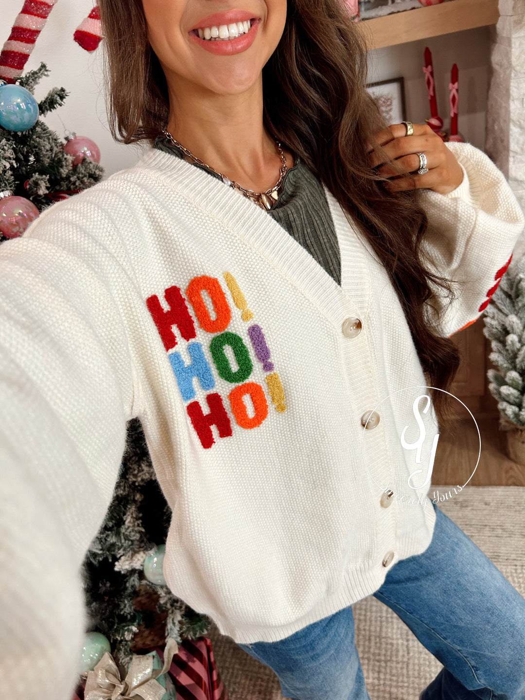 Very Merry Colorful Cardigan - Ivory