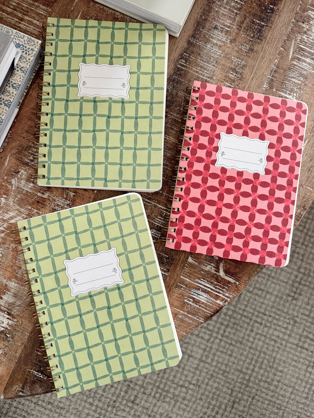 Small Twinwire Notebook - Green Lattice
