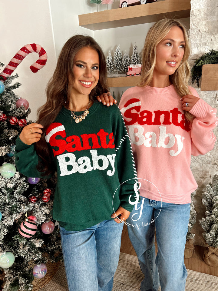 Santa Hat Sweater - Light Pink