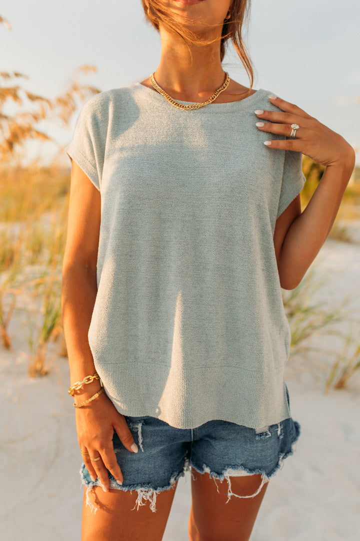 Barefoot Dreams: Cozychic Ultra Lite® Cap Sleeve Tee - Blue Water