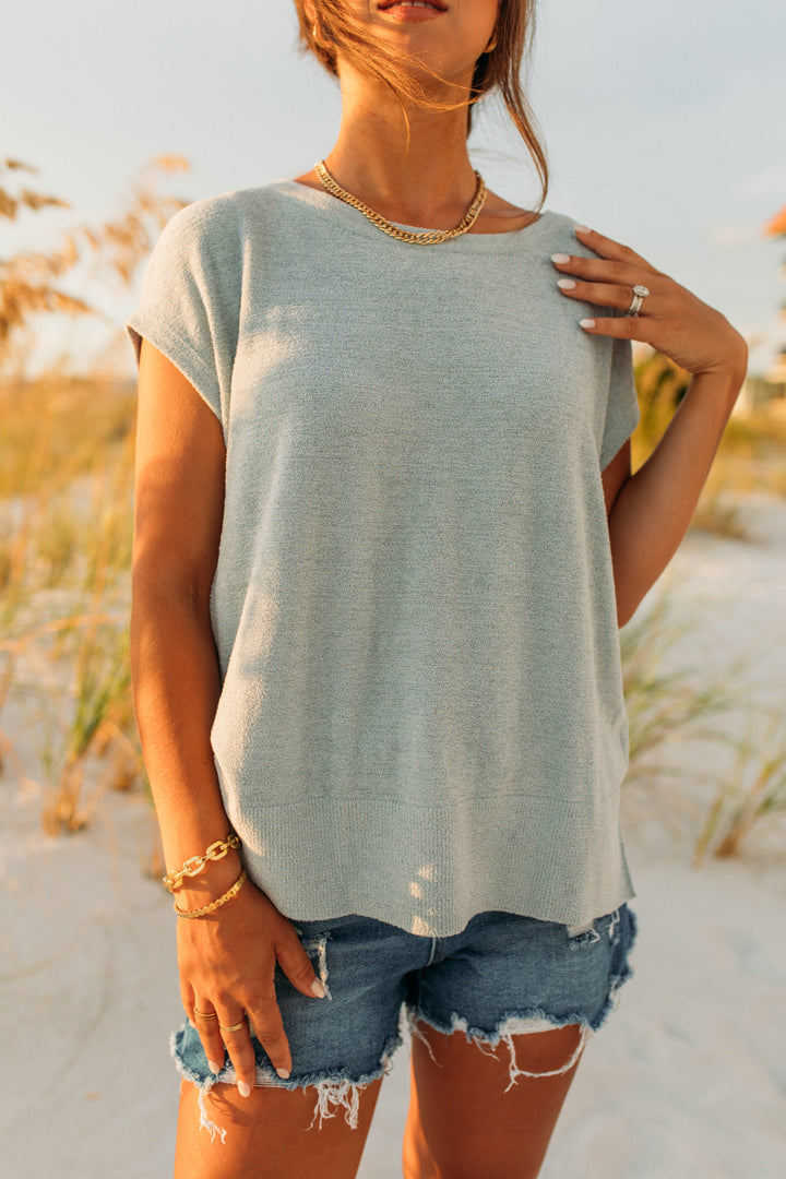 Barefoot Dreams: Cozychic Ultra Lite® Cap Sleeve Tee - Blue Water