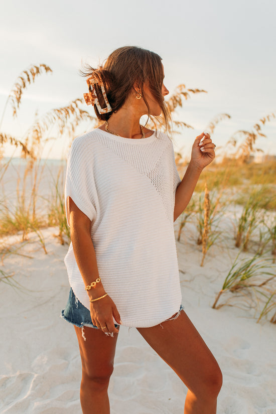Barefoot Dreams: CozyChic Ultra Lite® Mixed Stitch Dolman Pullover - Sea Salt