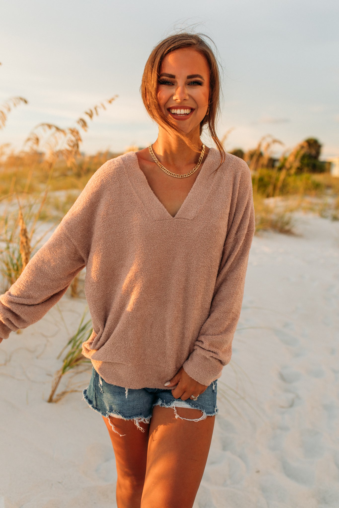 BAREFOOT DREAM CozyChic Lite® V Neck Seamed Pullover - Charlotte's Web  Monogramming & Gifts