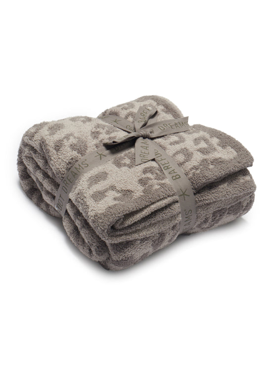 Barefoot Dreams: cozychic in the wild adult throw - linen/warm grey
