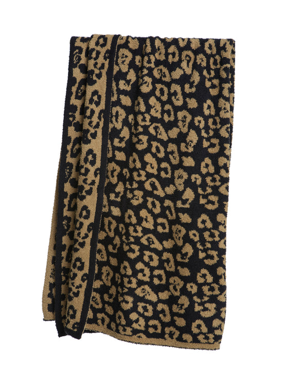 Barefoot Dreams: cozychic in the wild adult throw - camel/black