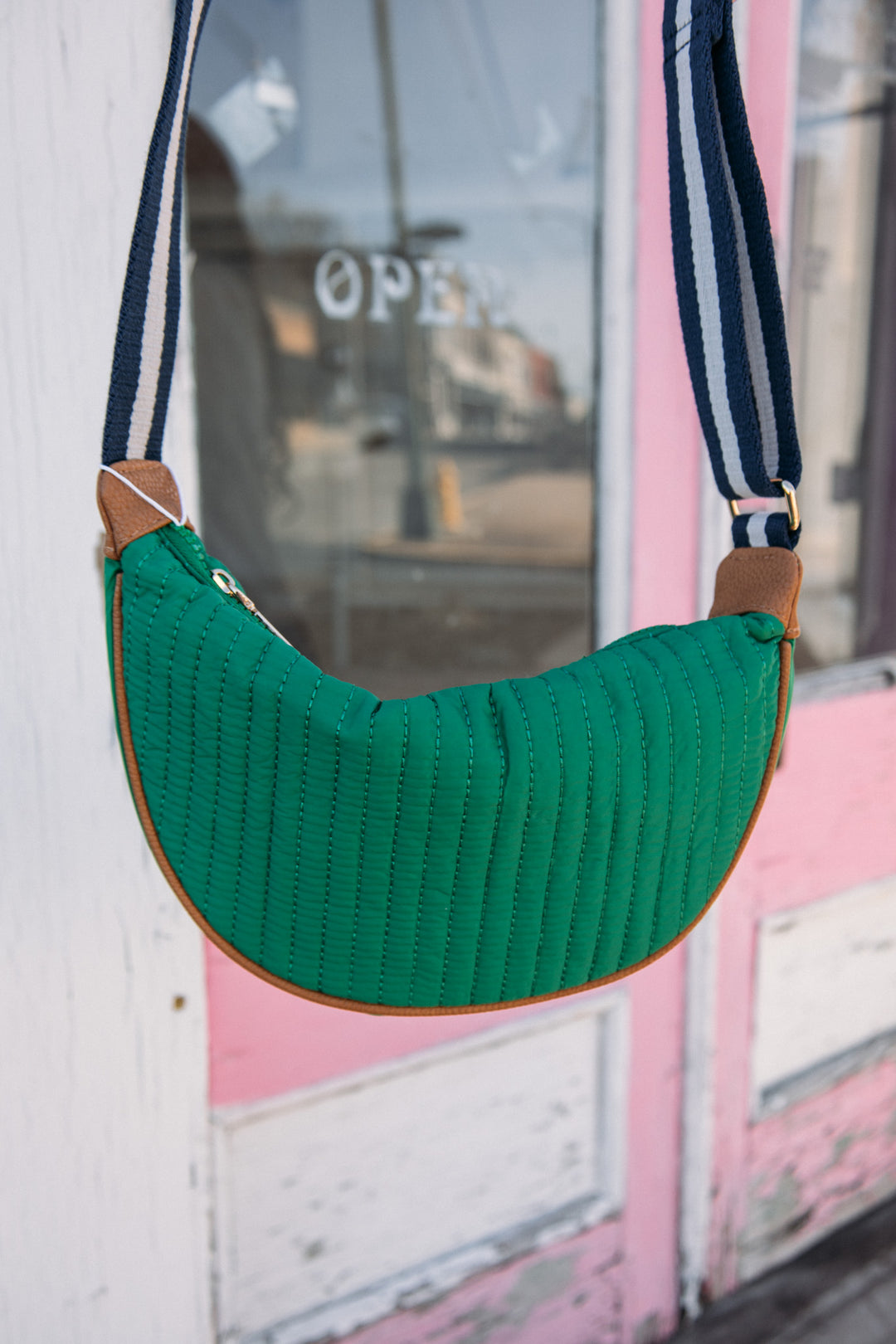 The West Side Quilted Nylon Cross-Body -Green