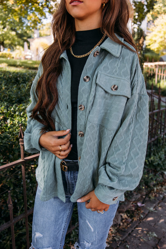 Small Town Girl Shacket - Sage