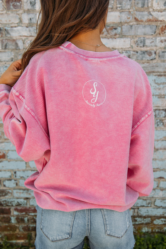 Calling all brides!! This corded sweatshirt is for you! This pink color is so fun and can pair well with denim, shorts, or leggings! This is the perfect gift for someone you know who is getting married...or if it's you, then treat yourself girl! 