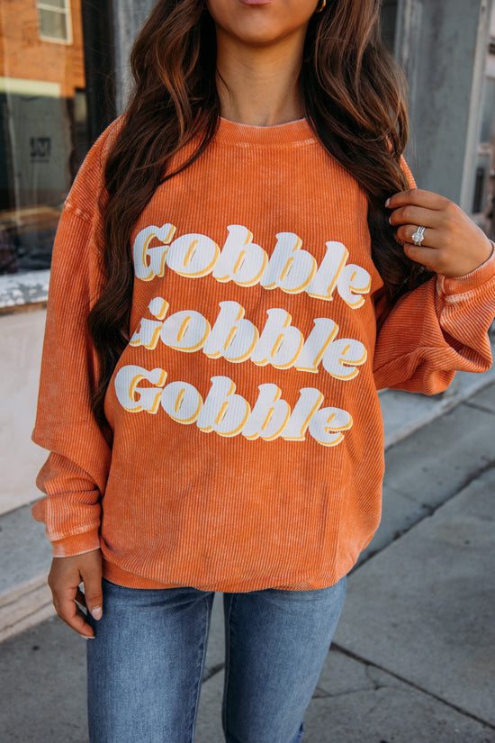 Load image into Gallery viewer, Gobble Corded Sweatshirt -Orange

