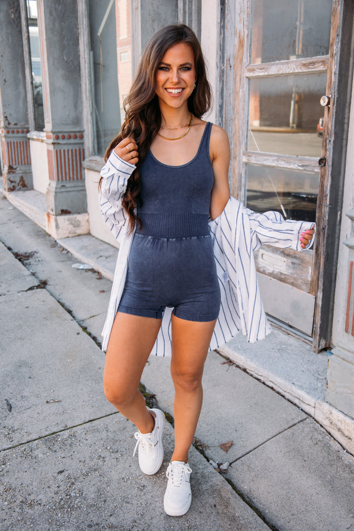 Up and At 'Em Jumpsuit - Navy