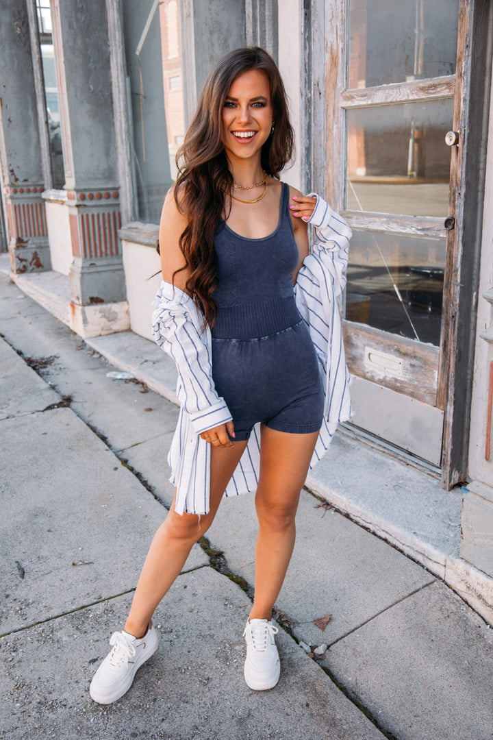 Up and At 'Em Jumpsuit - Navy