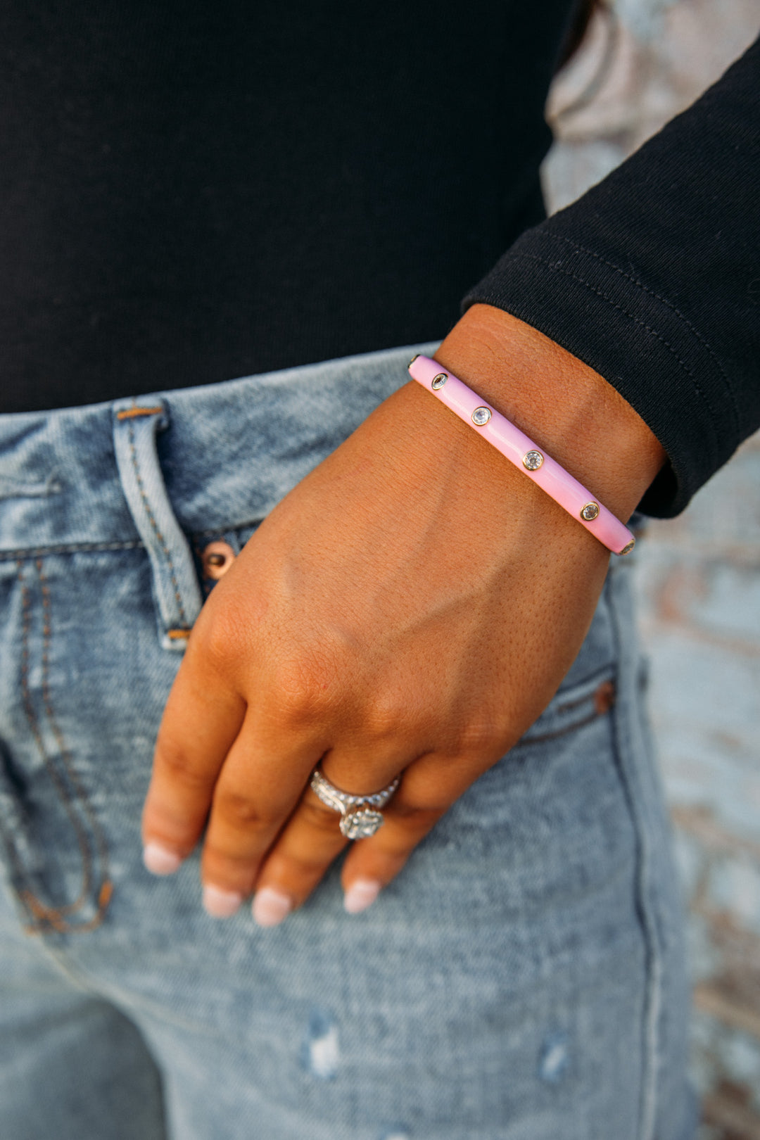 Aleigh Enamel CZ Bracelet -Light Pink