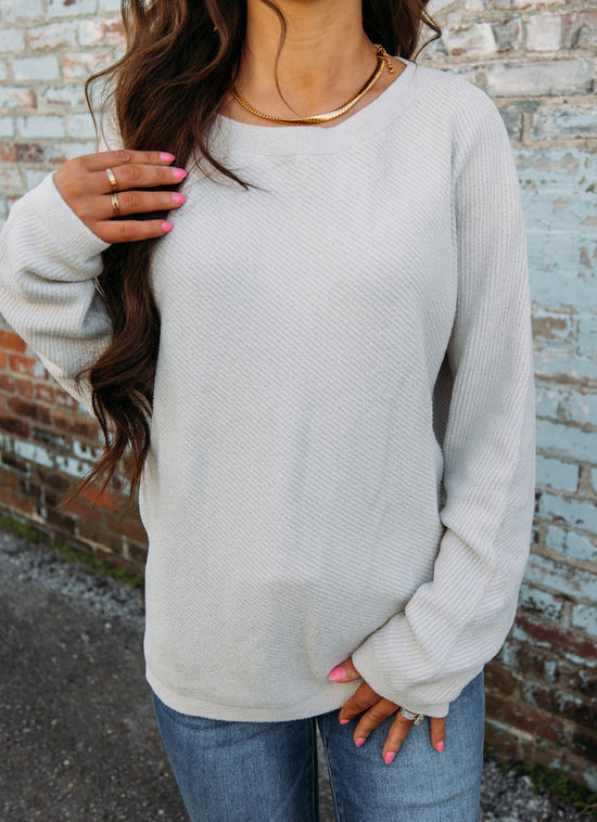 Barefoot Dreams: CozyChic Ultra Lite® Diagonal Rib Dolman Pullover -Almond