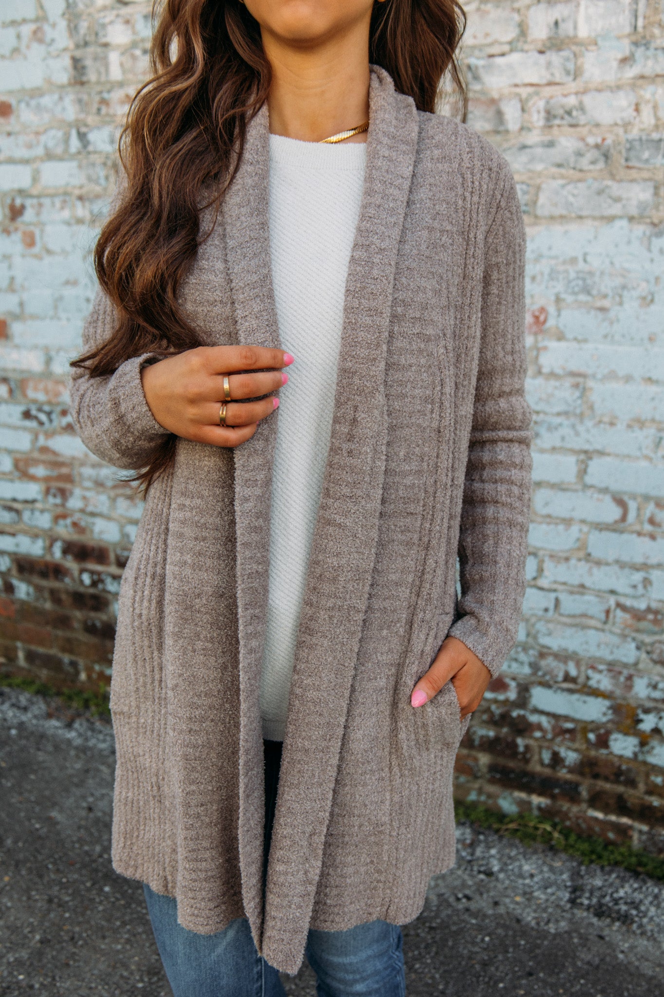 Barefoot Dreams: CozyChic Lite® Montecito Cardi - He Driftwood-Taupe