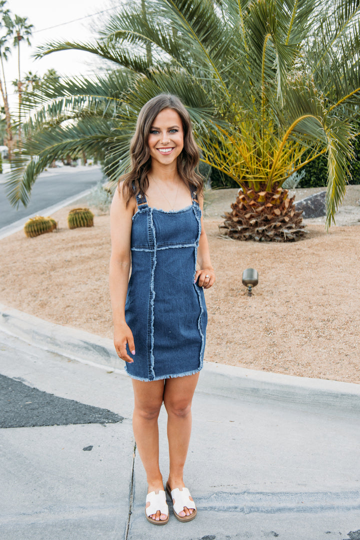 A cute denim dress that is so on trend! Pair with sandals and a cardigan for a cute summer look or pair with white boots for a western look!