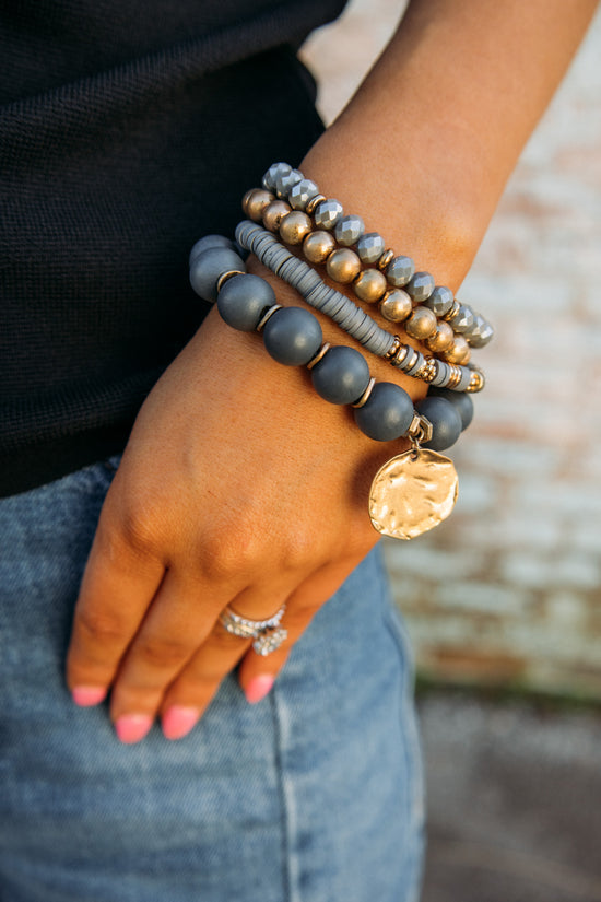 Take Me There Bracelet Stack -Navy