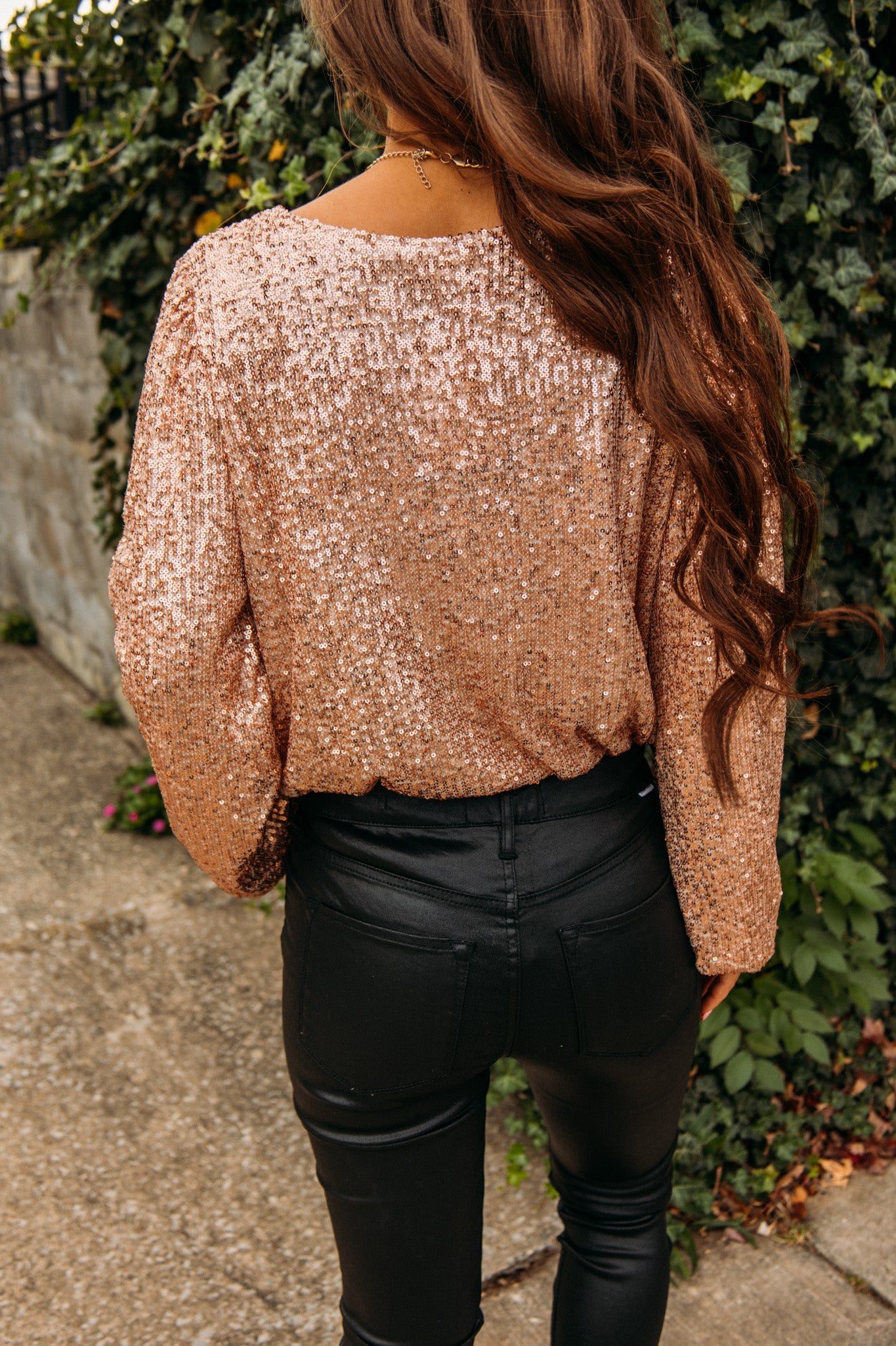 Load image into Gallery viewer, Stay Vibrant Sequin Bodysuit - Rose Gold
