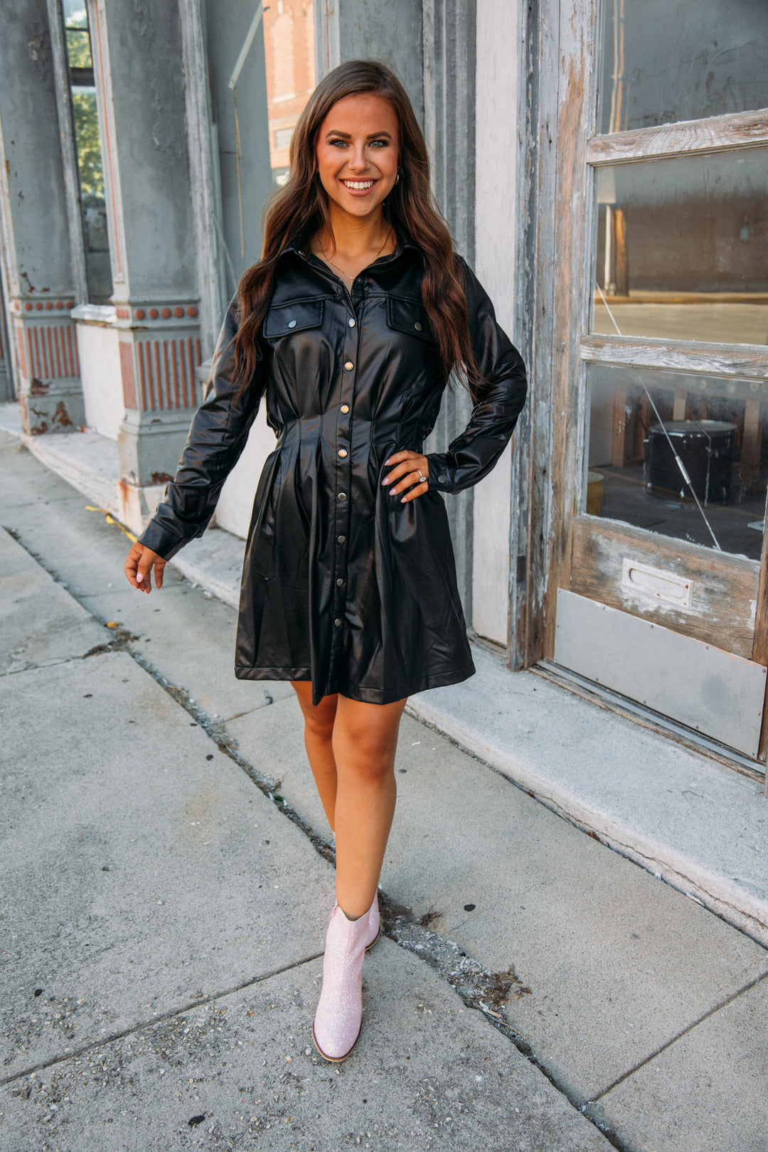She Went There Pleather Dress -Black Sincerely Yours She Went There Pleather Dress -Black Sincerely Yours