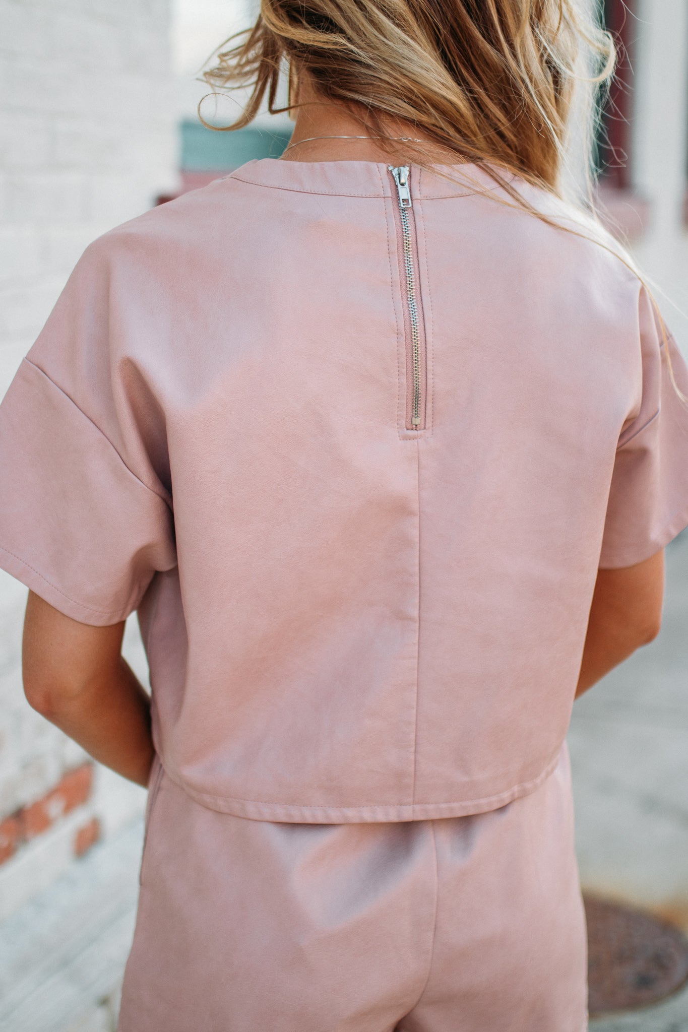 Losing You Pleather Top -Blush