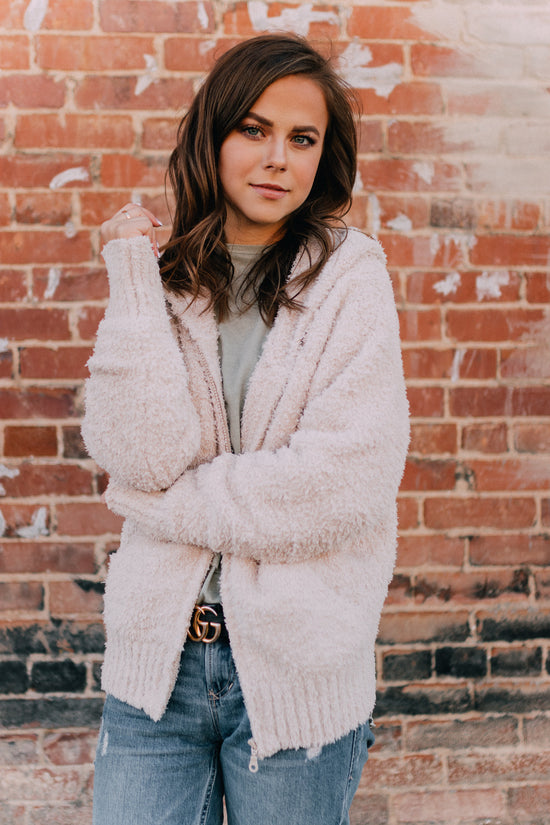 Barefoot Dreams: CozyChic® Women's Relaxed Zip-up Hoodie -Stone