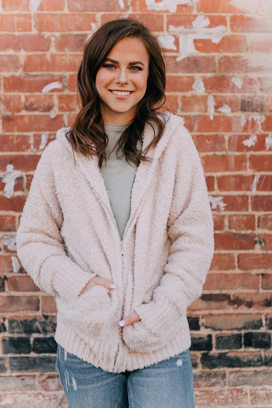 Barefoot Dreams: CozyChic® Women's Relaxed Zip-up Hoodie -Stone