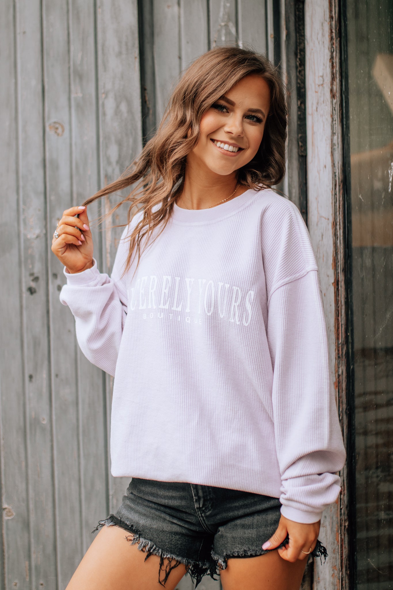 Corded sweatshirt boutique new arrivals