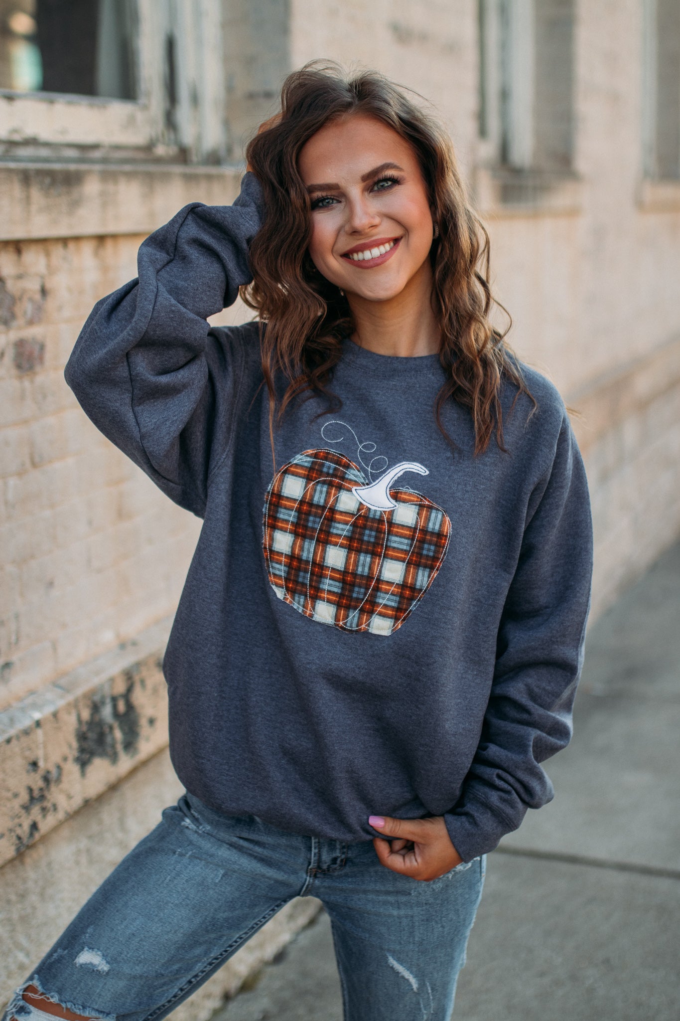 Pumpkin Stitched Crewneck
