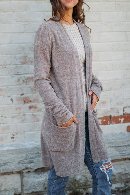 Barefoot Dreams: CozyChic Lite® Santa Monica Cardi - Driftwood/Taupe