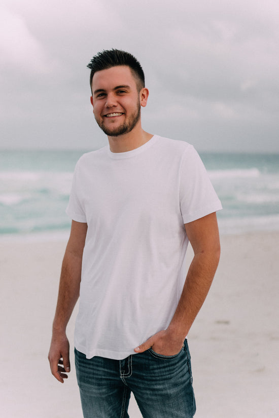 Barefoot Dreams: Malibu Collection® Men's Washed Jersey Short Sleeve Crew - White