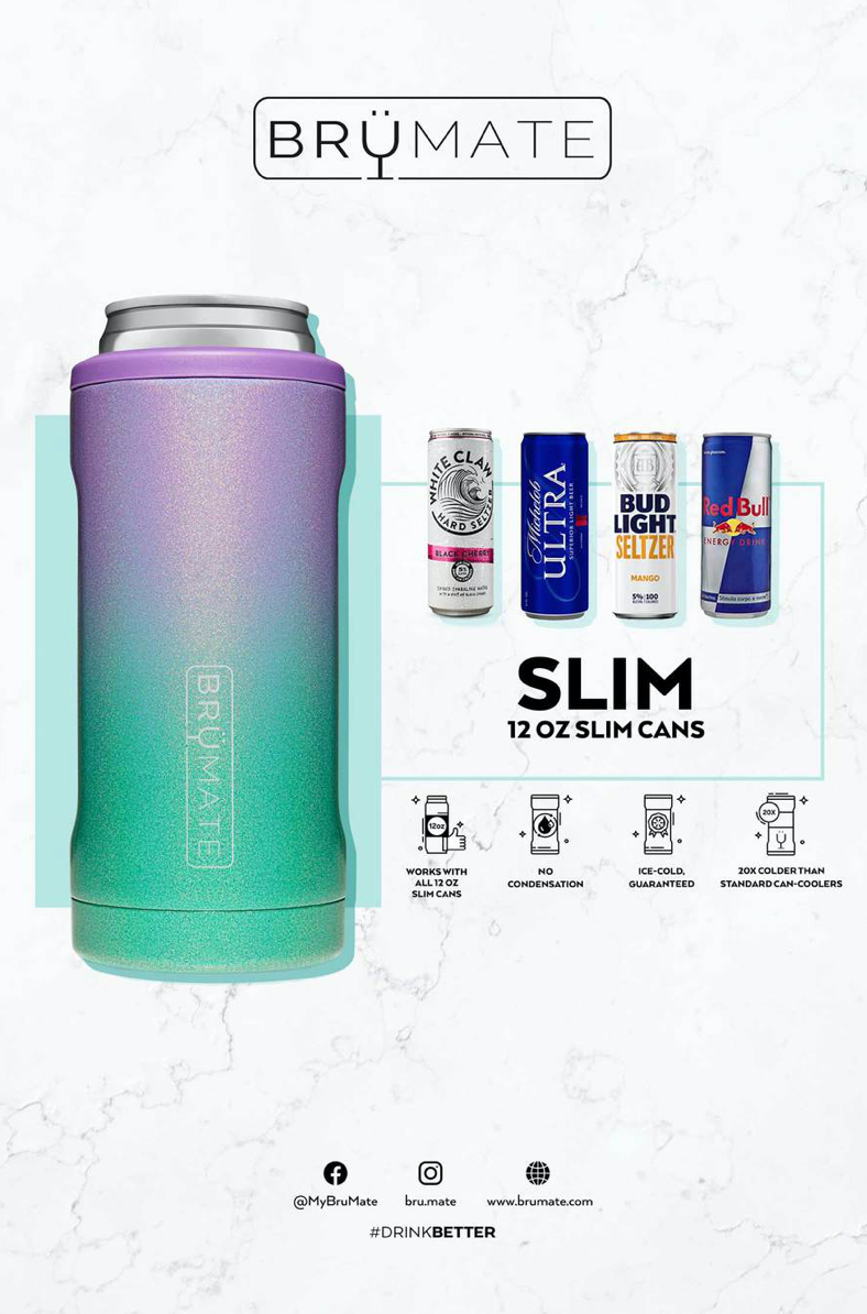 BruMate: HOPSULATOR SLIM | GLITTER ROSE GOLD (12OZ SLIM CANS)