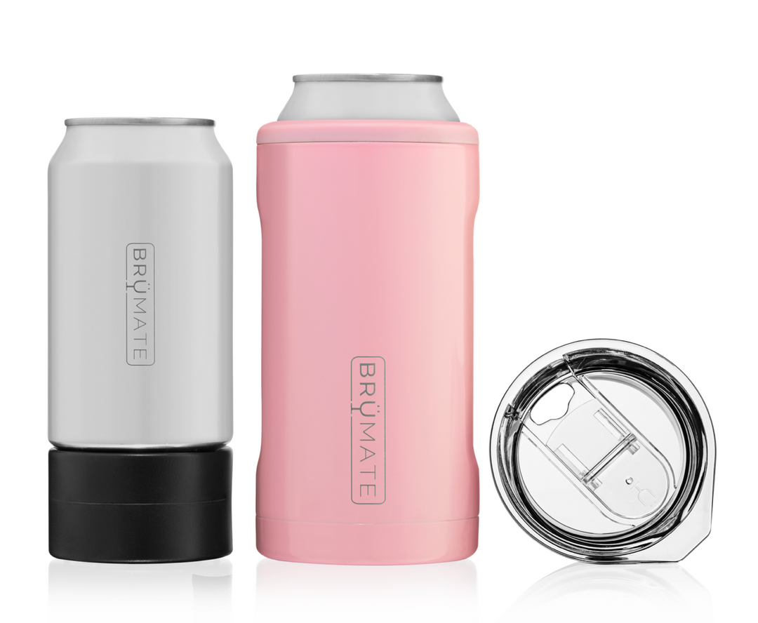 BruMate Hopsulator Glitter Pink 12 oz Slim Can Cooler