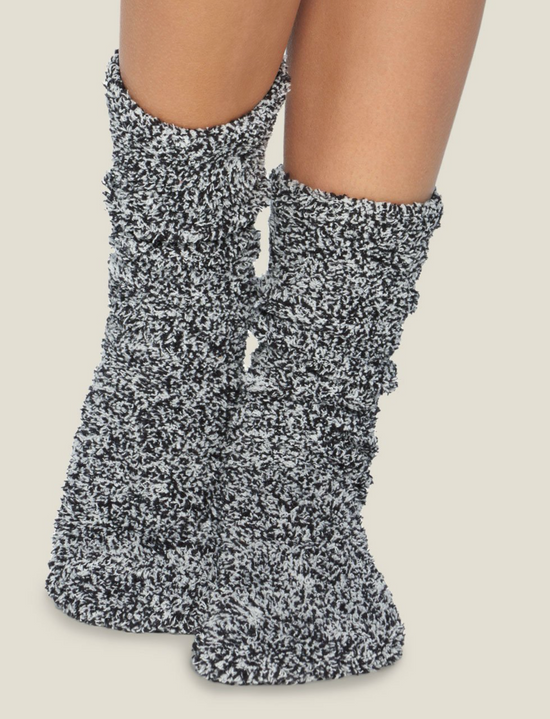 Barefoot Dreams: Cozychic heathered socks- black / white
