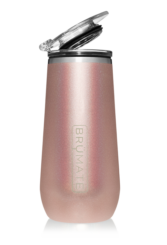 Load image into Gallery viewer, BruMate: CHAMPAGNE FLUTE 12OZ | GLITTER ROSE GOLD
