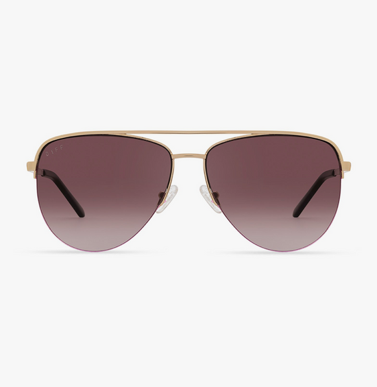 Tate Aviator Sunglasses, Gold & Brown Gradient Polarized Lenses