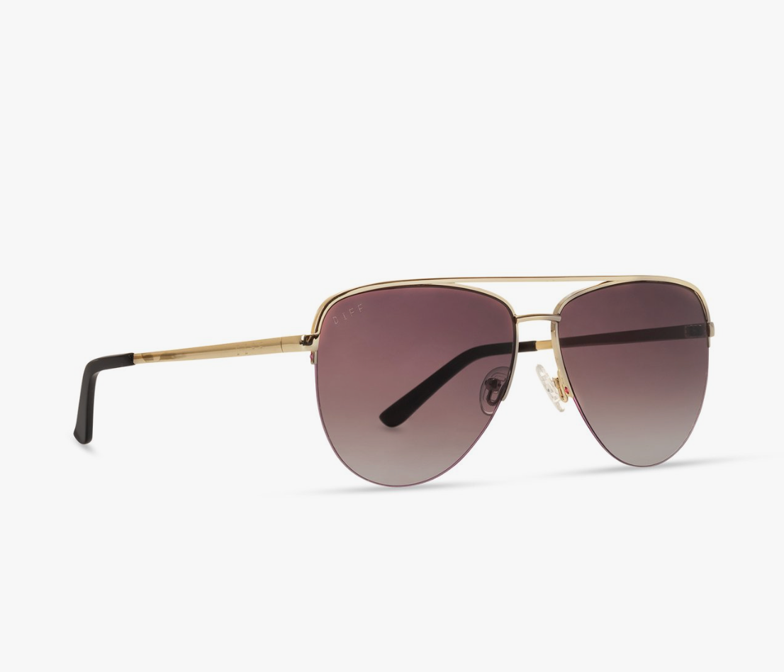 Load image into Gallery viewer, DIFF EYEWEAR - TATE - GOLD,  BROWN GRADIENT LENS- POLARIZED
