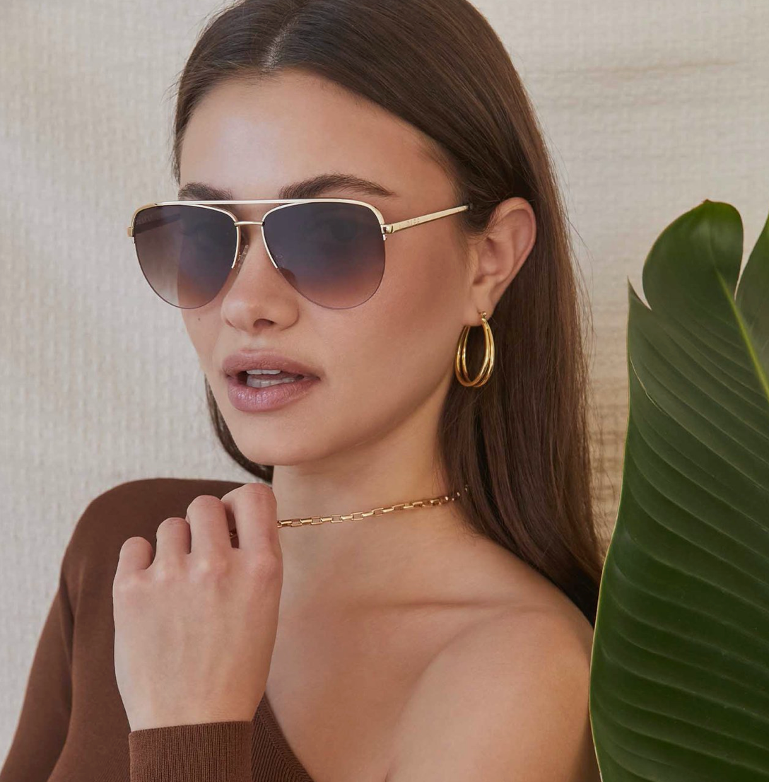 DIFF EYEWEAR - TATE - GOLD,  BROWN GRADIENT LENS- POLARIZED