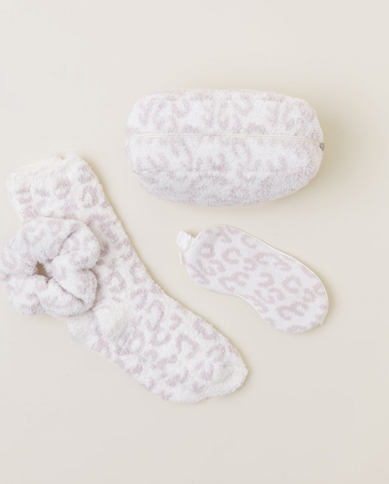 Barefoot Dreams: Barefoot in the Wild Eye Mask, Scrunchie and Sock Set -Cream/Stone