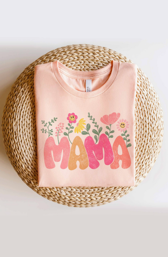 Mama Flower Graphic Tee -Light Pink