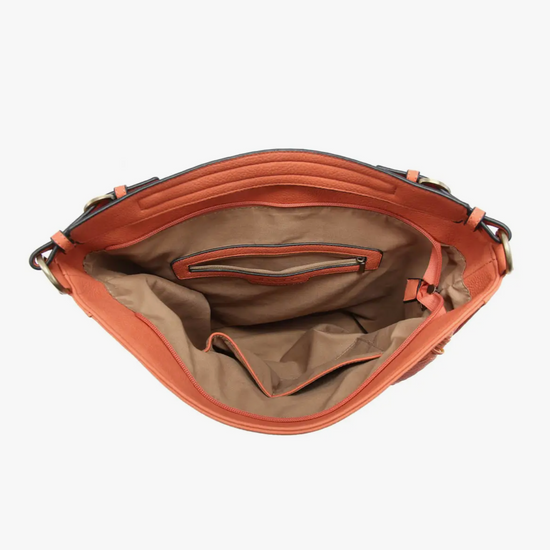 Aris Whipstitch Hobo/Crossbody w/ Guitar Strap -Tan