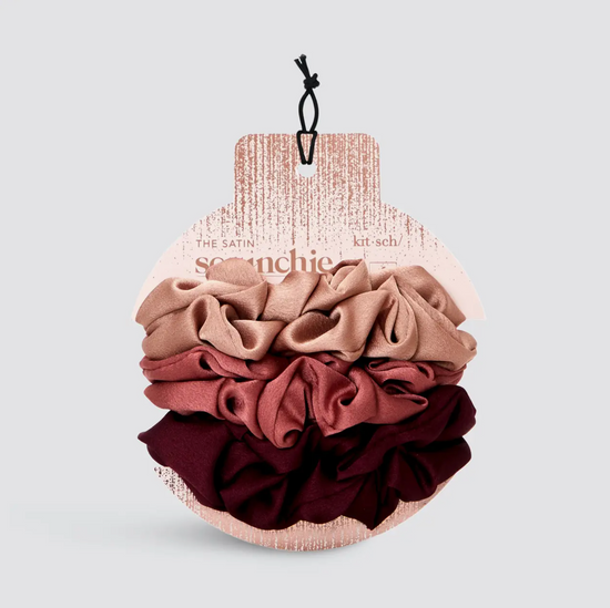Kitsch - Holiday Satin Scrunchies 6pc - Mulberry Spice