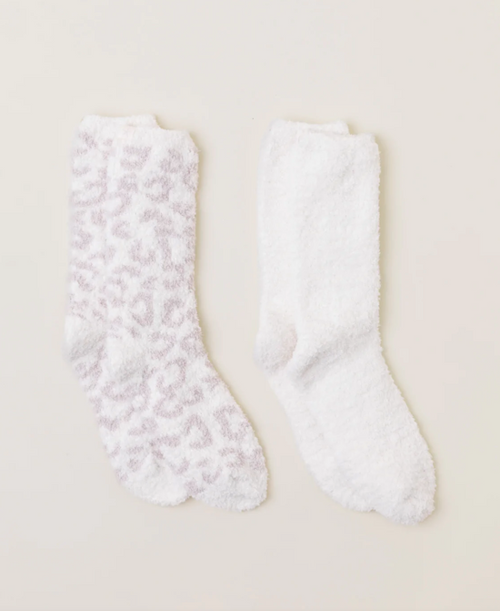 Load image into Gallery viewer, Barefoot Dreams: CozyChic® Women&amp;#39;s Barefoot in the Wild™ 2 Pair Sock Set -Cream/Stone Multi
